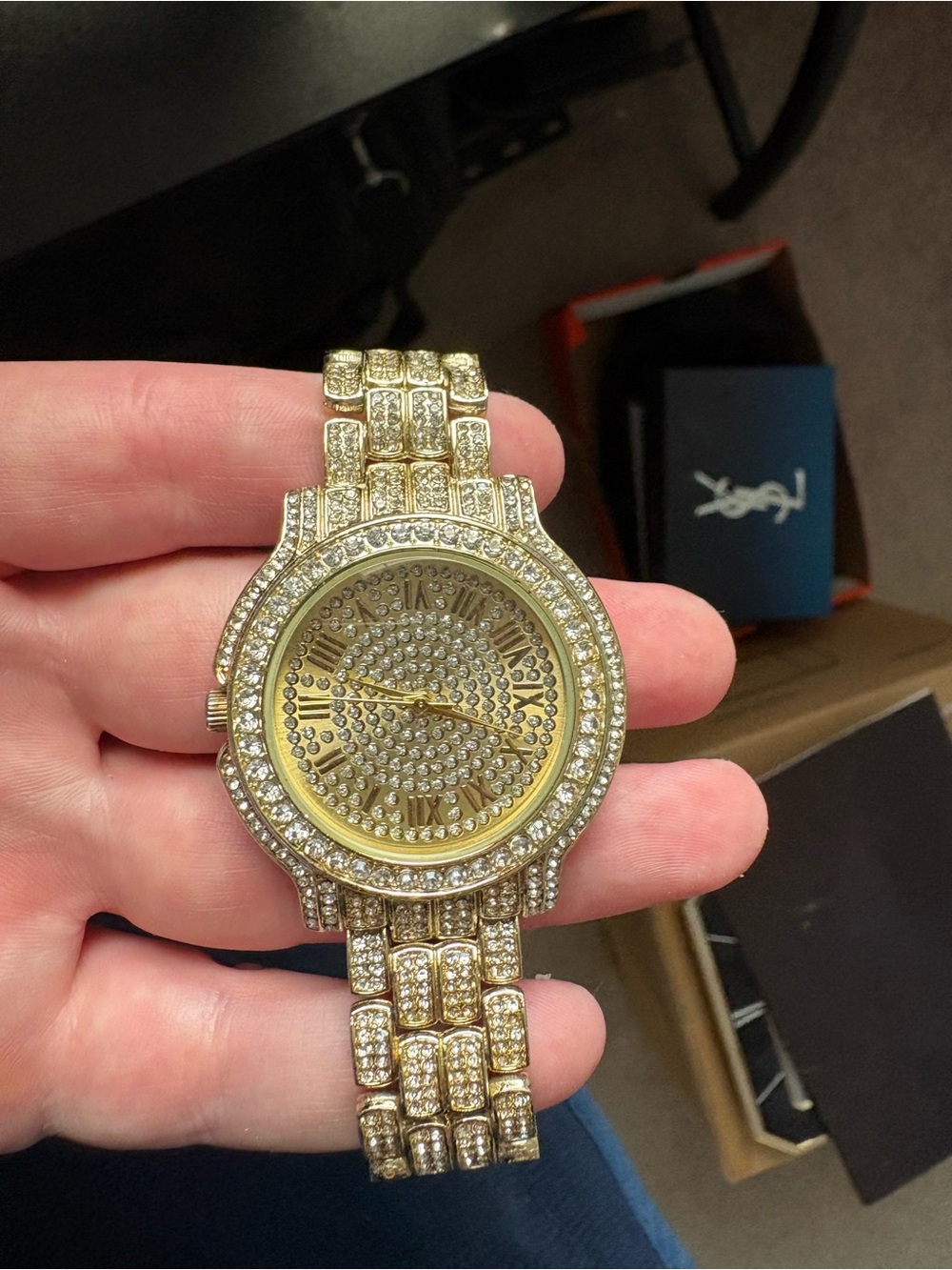 Gold Crystal Pavé Men's Watch